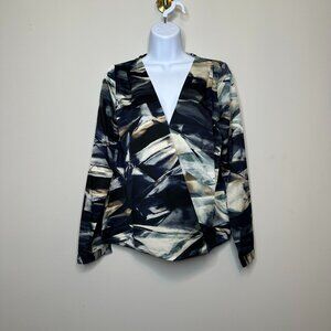 NEW Three Eighty Two Cross Over Front Abstract Top Multicolor Women's Small